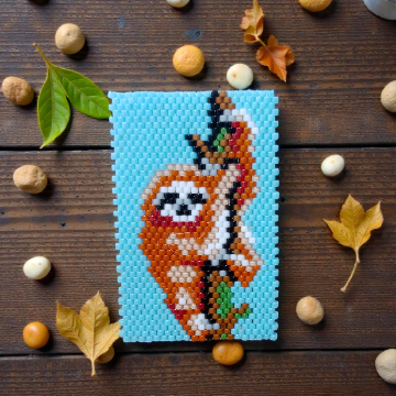 Perlenmuster Fauli mit Faultier für Kugelschreiberumrandung in Peyote-Technik 42x22 Reihen