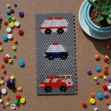 Perlenmuster Notruf für Bleistiftumrandung in Peyote-Technik 32x22 Reihen