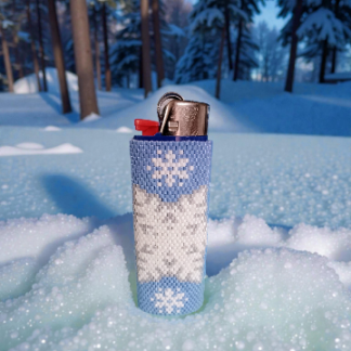 „Feuerzeughülle Schneeflocke Winter in Blau-Weiß für BIC J26“