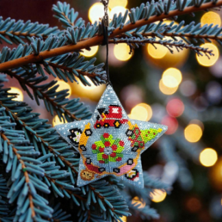 Geperlter Stern Zug in Peyote-Technik als Weihnachtsanhänger