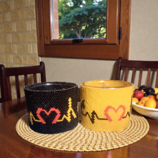 Windlichtumrandung Set Katzen- und Hundeliebe in Peyote-Technik für kleine Windlichtgläser