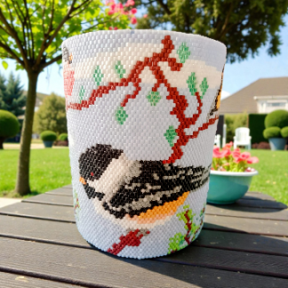 Detail Windlichtumrandung Alle Vögel mit Singvogel Motiv