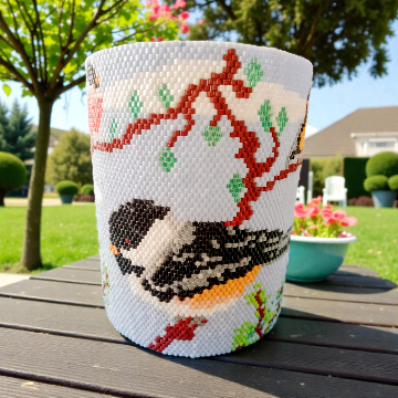 Detail Windlichtumrandung Alle Vögel mit Singvogel Motiv