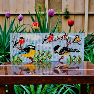 Perlenmuster Alle Vögel für Windlichtumrandung in Peyote-Technik 11/0